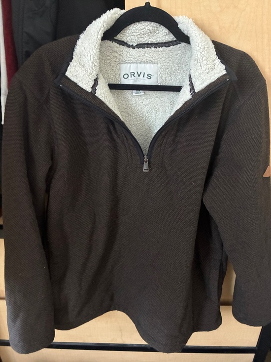 Orvis Other - Orvis Brown Half-Zip Sherpa Pullover with Cream Lining